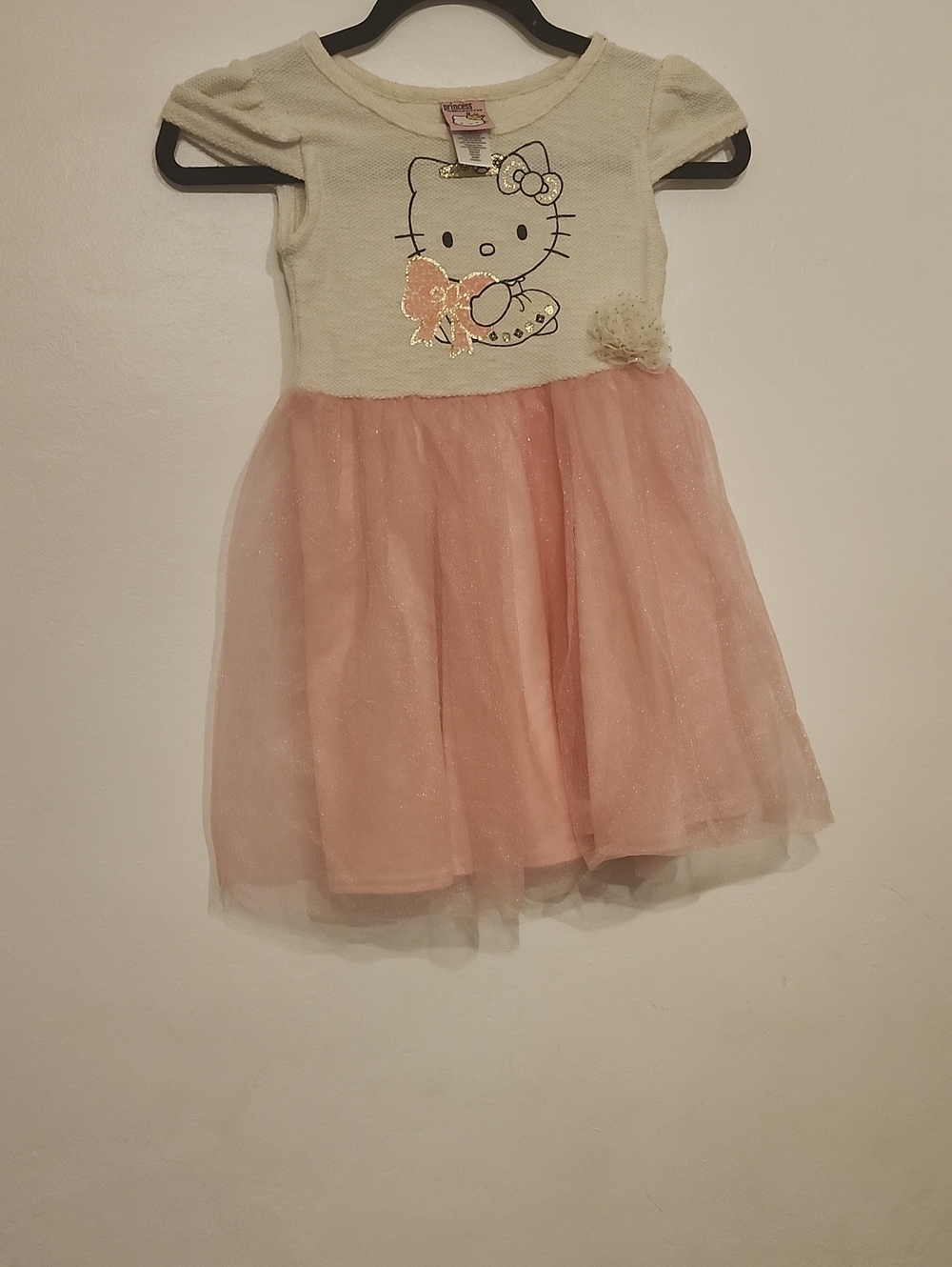 Princess By Hello Kitty Cream Top Pink Tulle Skirt Dress